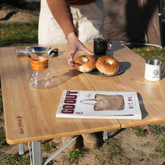 Klapptisch aus Bambus, höhenverstellbar, Campingtisch für