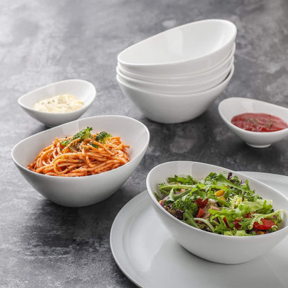LIFVER Müslischale Porzellan 475ml 6er Set Weiß Dessertschale Salatschüssel