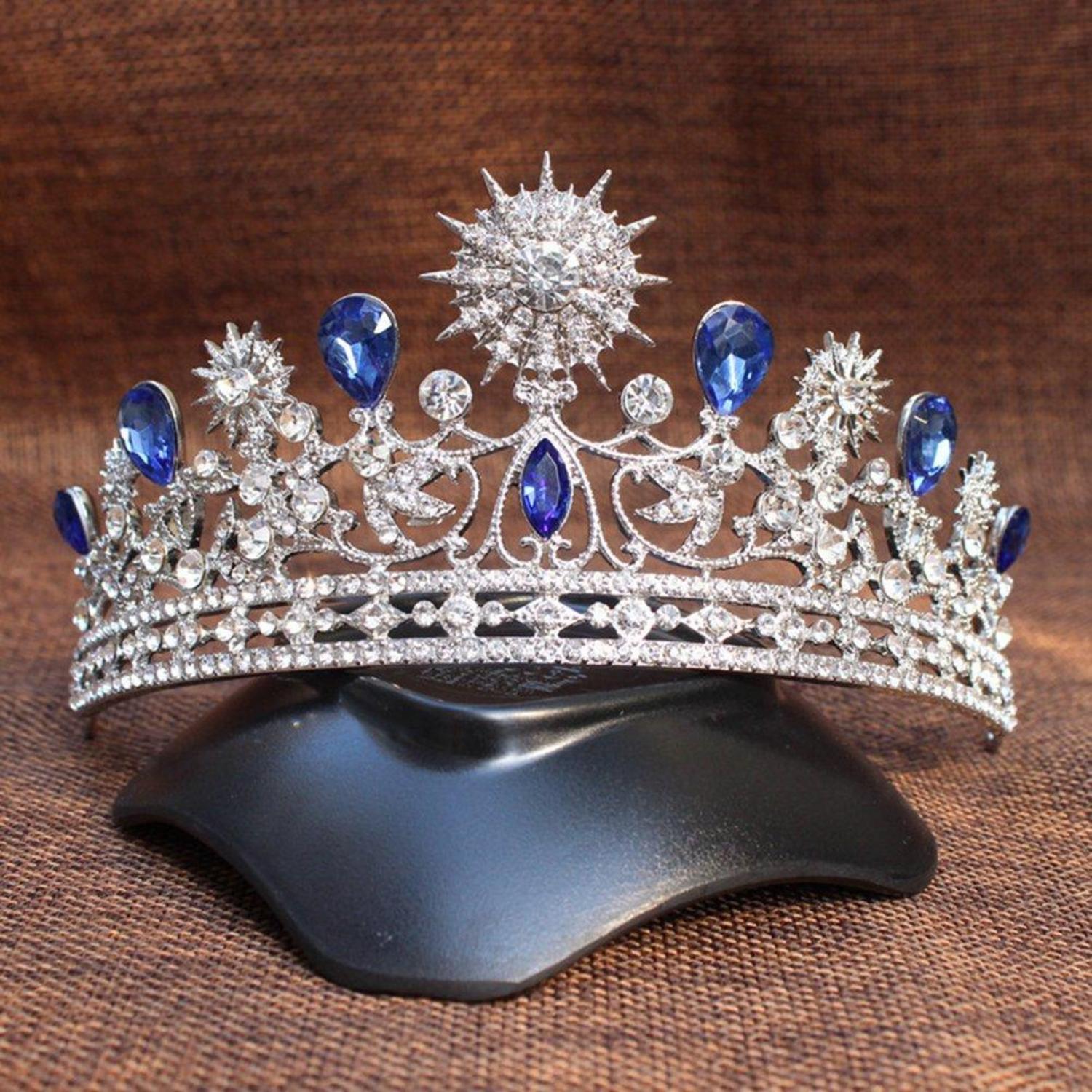 Strass Diadem Tiara Braut Krone Haarreifen Hochzeit Kristall Crown