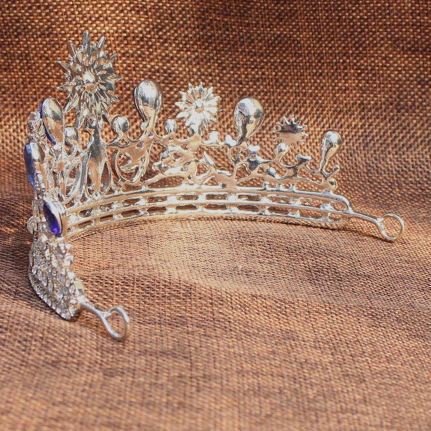 Diadem Hochzeit Krone Tiara Strass Haarreifen Prinzessin Glitzer