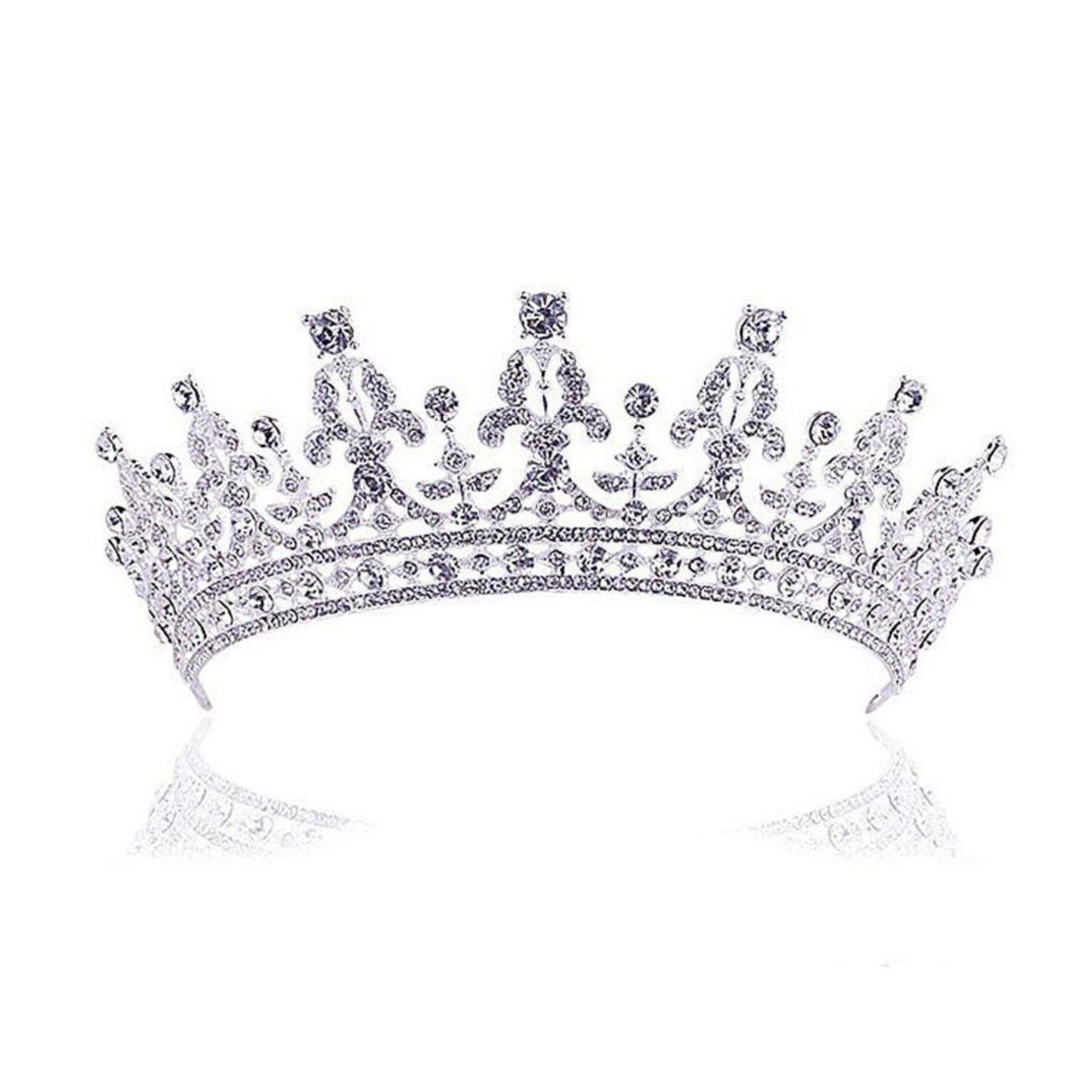 Strass Diadem Tiara Hochzeit Krone Braut Haarreifen Silber