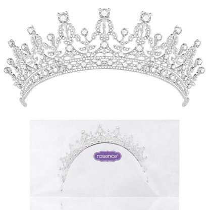 Strass Diadem Hochzeit Krone Tiara Silber Braut Haarreifen