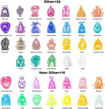 80 Glitzer Gelstifte Set mit Ersatzminen - Bunte Gelschreiber