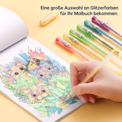 80 Glitzer Gelstifte Set, 40 bunte Glitzer Gelschreiber, Ersatzminen