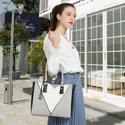 Miss Lulu Handtasche Damen Schultertasche Shopper V-förmiges