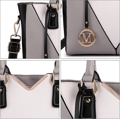Damen Handtasche Grau Schultertasche Shopper V-Design Synthetic