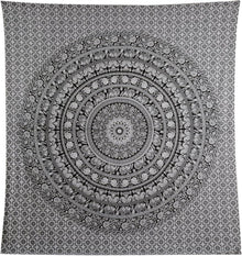 Schwarzer Elefant Mandala Wandteppich Baumwolle 230x213cm