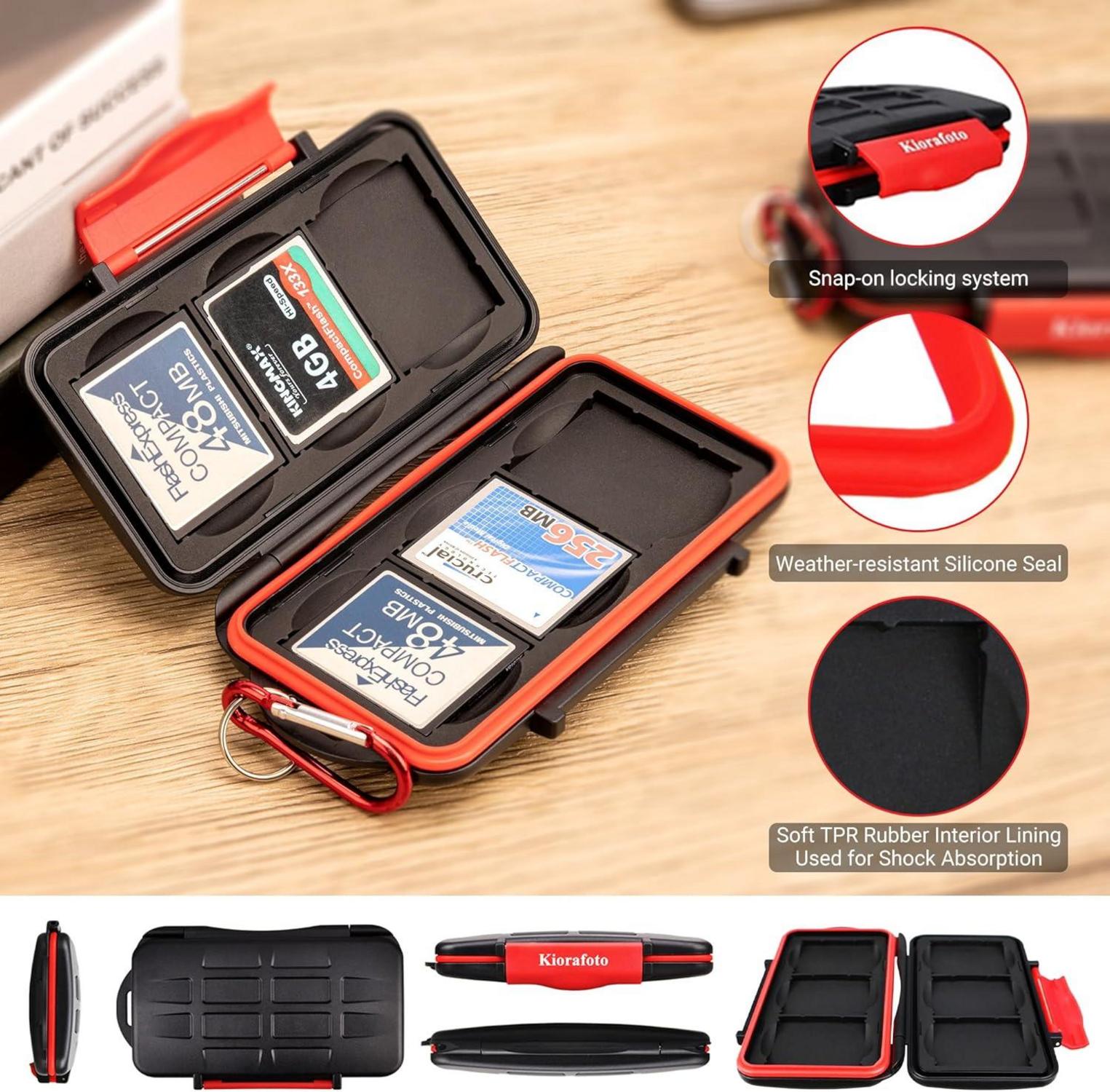 Kiorafoto CF x 6 Speicherkarten Aufbewahrung Waterproof Anti-Schock-Halter CF Compact Flash Speicherkartenhalter