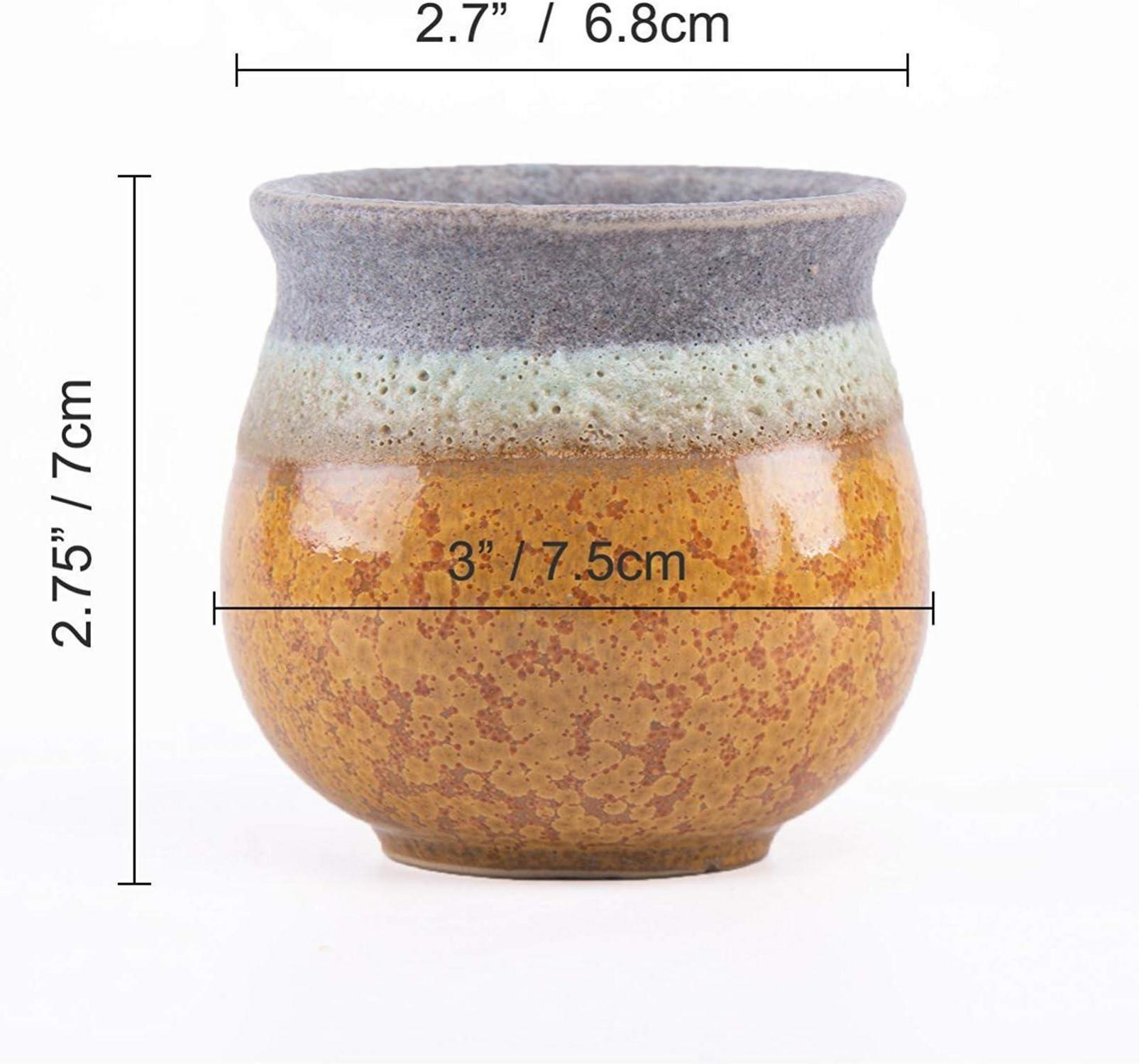 Kleine Keramik Blumentöpfe 7cm Sukkulenten Kaktus Töpfe Grün 3er Set