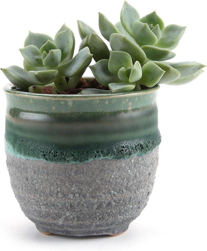 Keramik Blumentopf 7 cm Sukkulenten Kaktus Pflanze Keramiktopf, Grün, 3 Stück