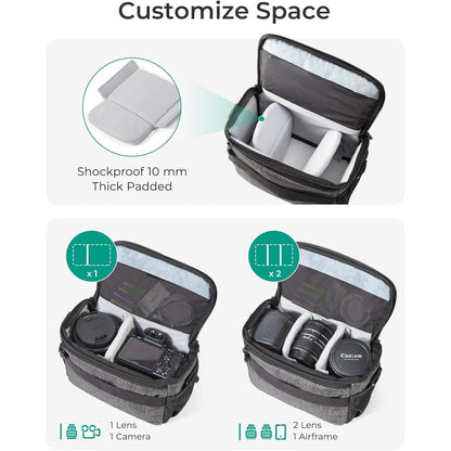 Kameratasche DSLR SLR Spiegelreflex Fototasche Zubehör Grau