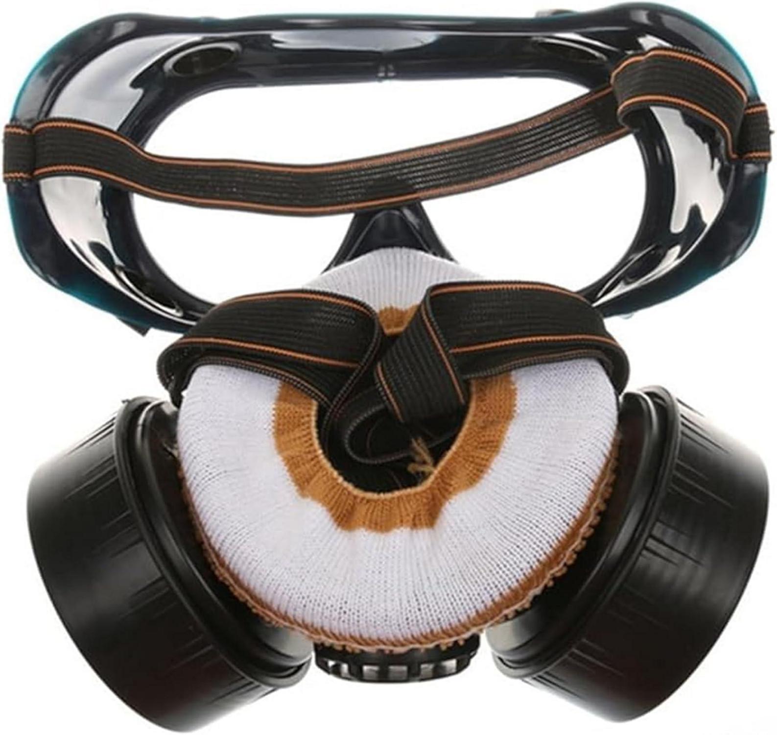 Profi Gasmaske mit Aktivkohlefilter und Schutzbrille Atemschutzmaske Anti-Staub