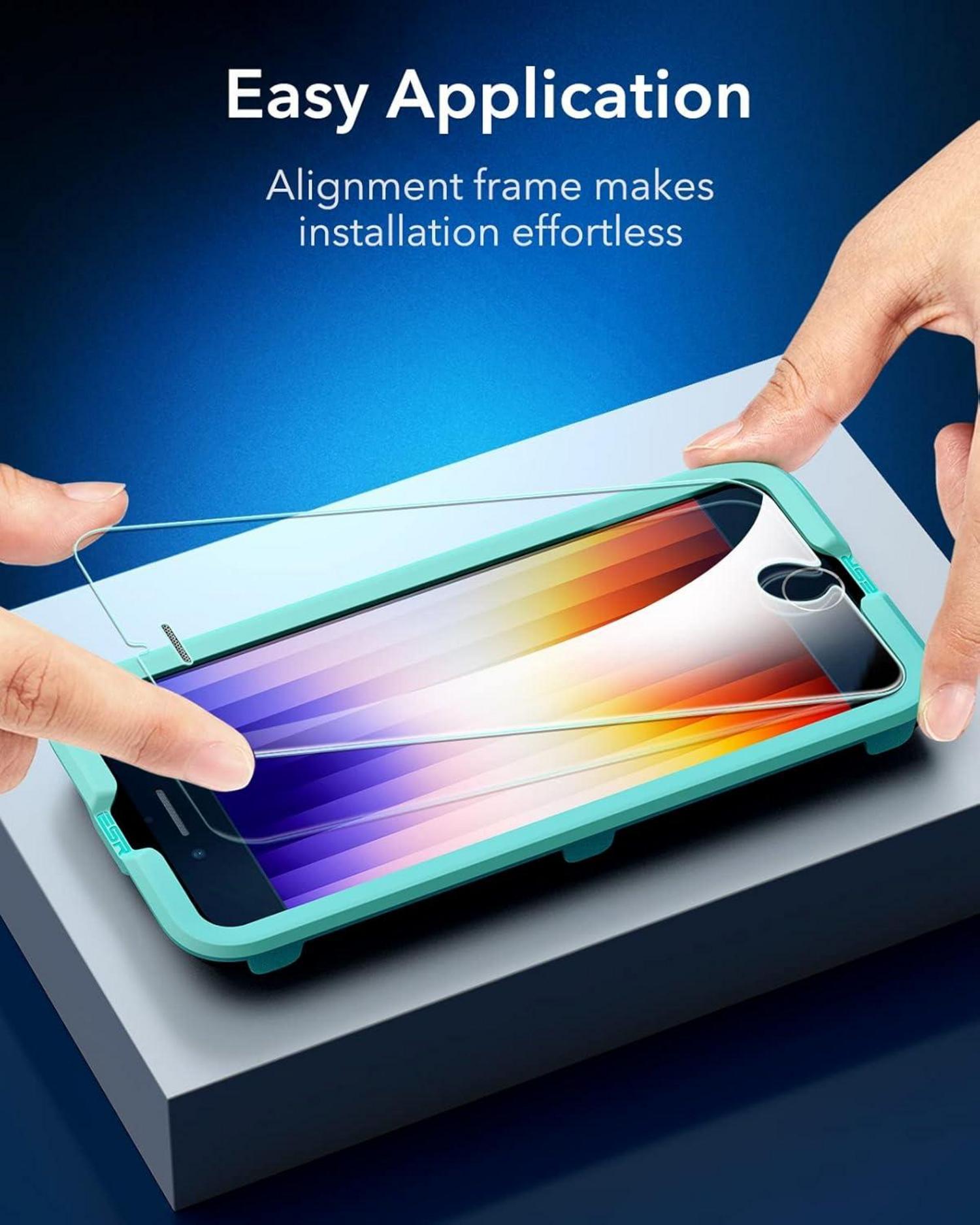 iPhone SE(2022) SE(2020) 8 7 Panzerglas Schutzfolie 2er Pack Rahmen