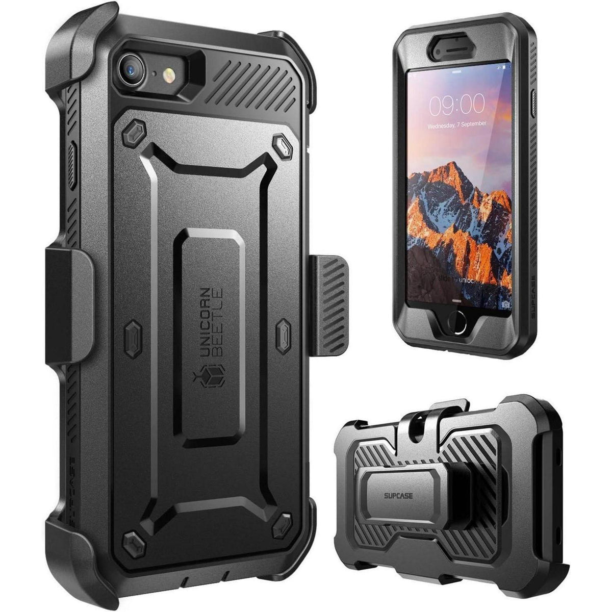 iPhone SE 2022/2020, 7, 8 Hülle mit Gürtelclip & Displayschutz