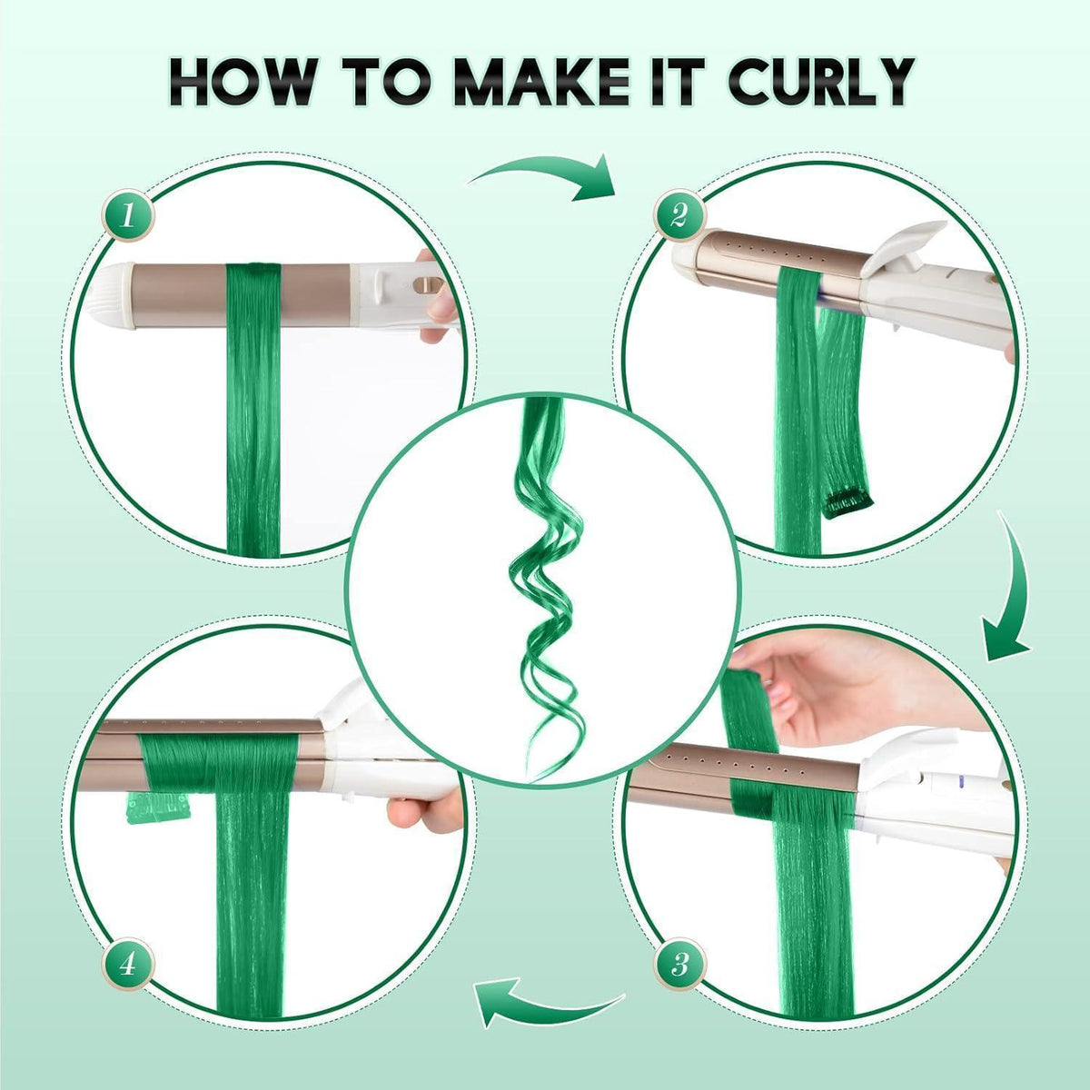 Grüne Haarverlängerung Clip-in – 10 Stück, 55cm, Saint Patrick's Tag