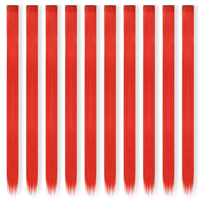 Rote Haarverlängerung Clip-In – 55cm, 10er Set
