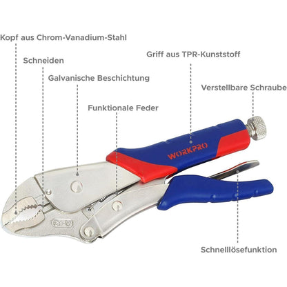 WORKPRO Gripzangen-Set 3-tlg. 165mm 180mm