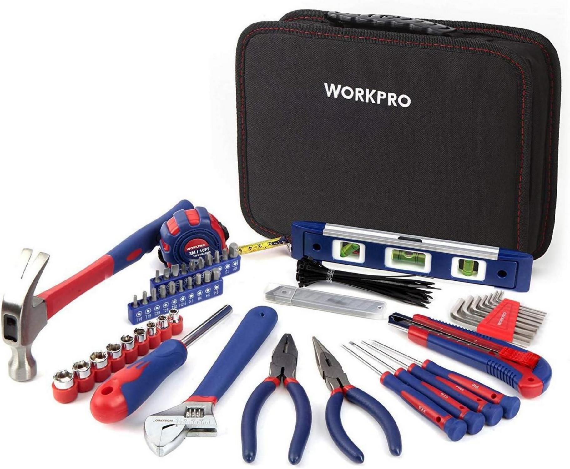 WORKPRO 100-teiliges Werkzeugset Mechaniker mit Hammer Zange und
