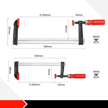 WORKPRO Schraubzwingen 2er Set 200mm/300mm Spannweite 272kg Spannkraft