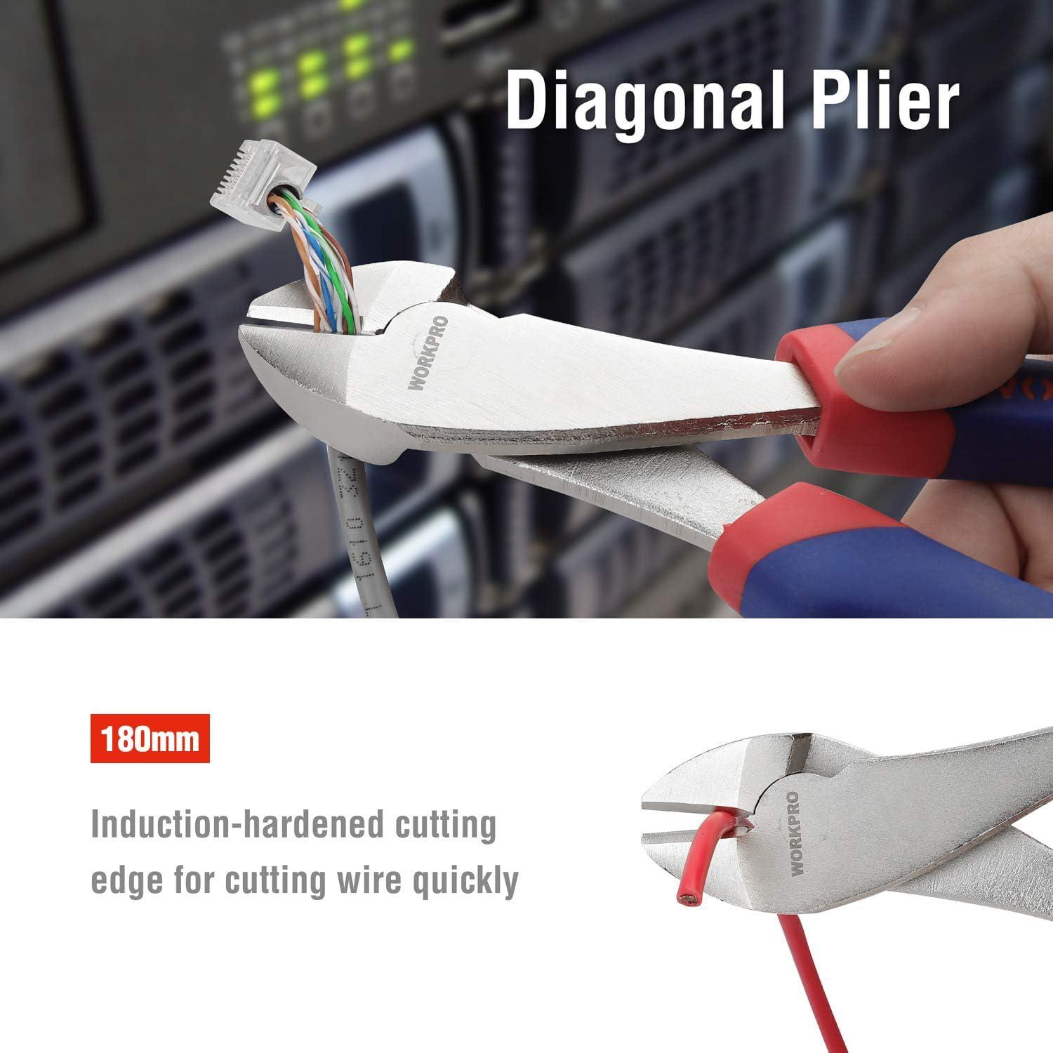 WORKPRO 5-teiliges Zangen Set Kombizange Spitzzange Seitenschneider