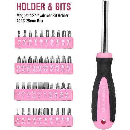 WORKPRO Pink Werkzeugset 103-teilig mit Tasche - Ideal für