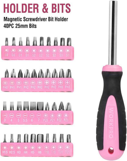 103-teiliges Rosa Werkzeugset mit Tasche - Ideal für DIY und