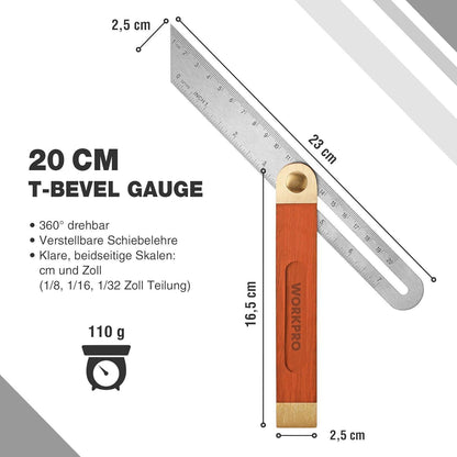 WORKPRO Schreinerwinkel 2-teilig Hartholzgriff