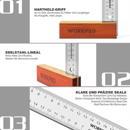 WORKPRO Schreinerwinkel 2-teilig Hartholzgriff