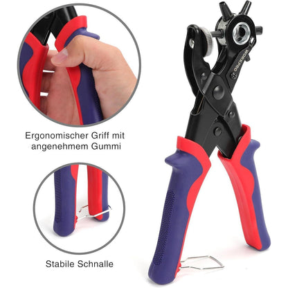 Revolverlochzange Gürtel Leder Puncher 255 MM 6 Größen