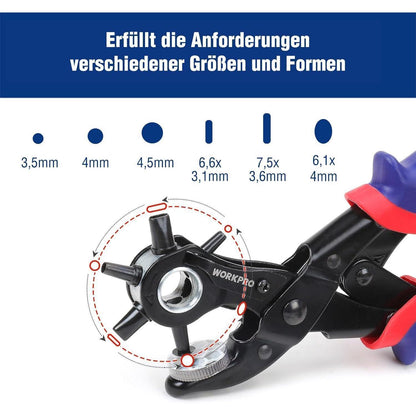 Revolverlochzange Gürtel Leder Puncher 255 MM 6 Größen