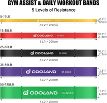 Odoland Fitnessbänder Set 5X Resistance Band Zugstärken