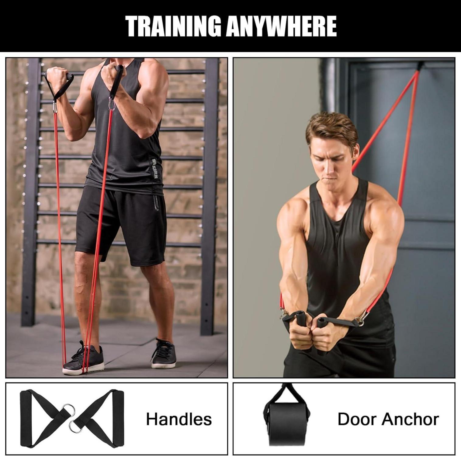 Odoland Fitnessbänder Set 5X Zugstärken Expander Türanker