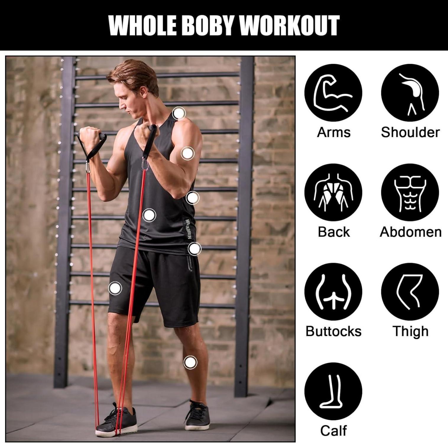 Odoland Fitnessbänder Set 5X Zugstärken Expander Türanker