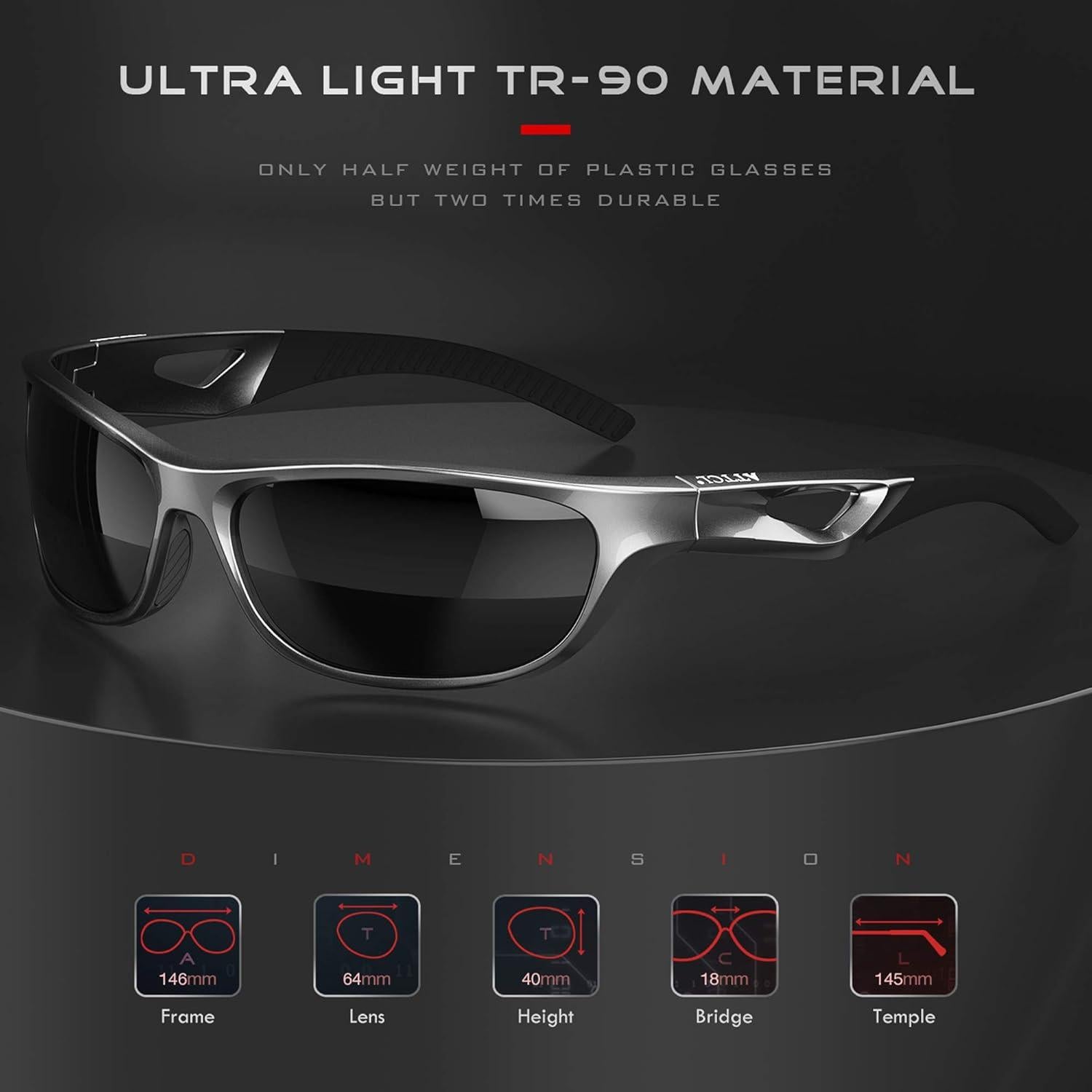 ATTCL Herren Polarisierte Sonnenbrille Sports Golf Laufen Leichter Rahmen