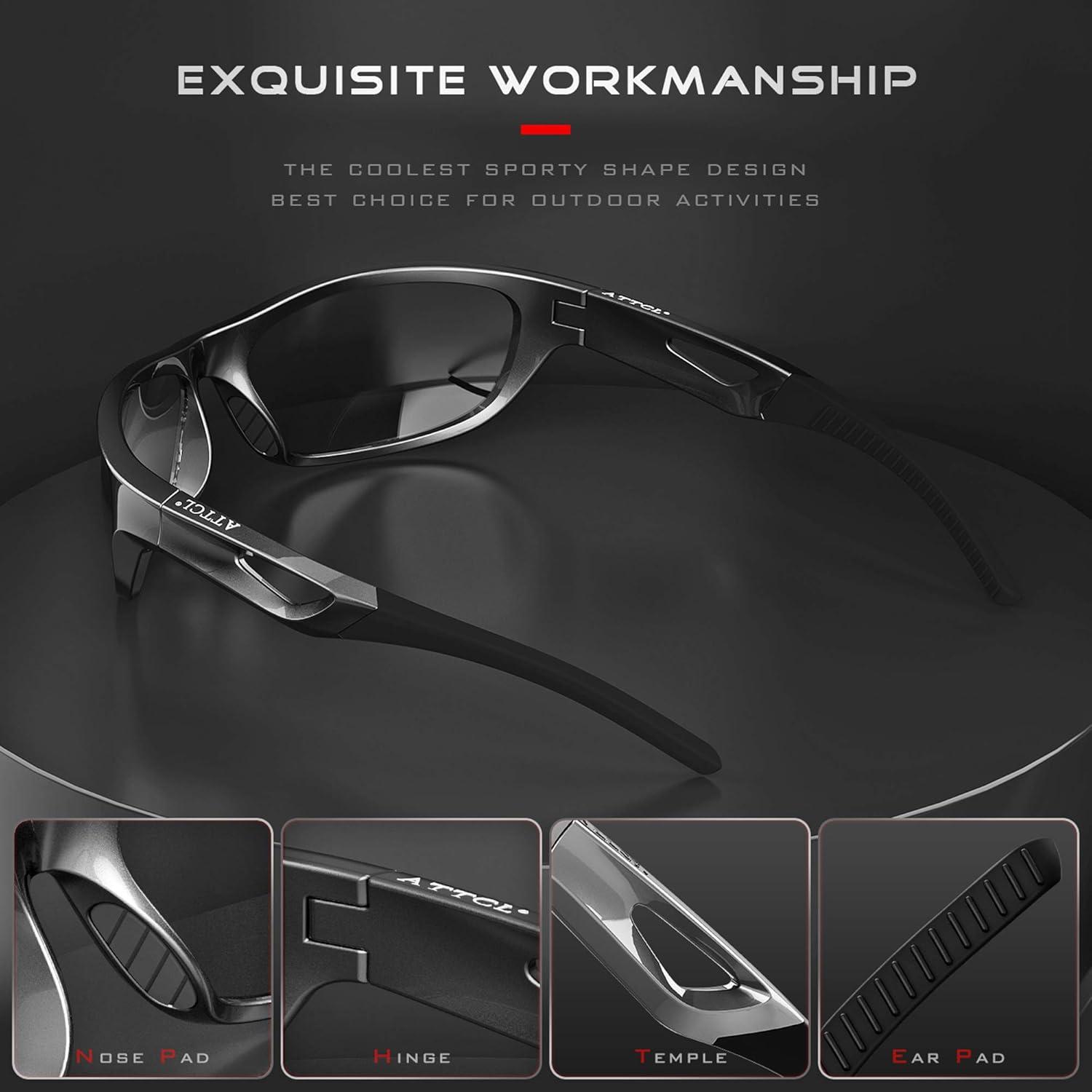 ATTCL Herren Sonnenbrille Polarisiert Sport Golf Running Leichtgewicht UV-Schutz