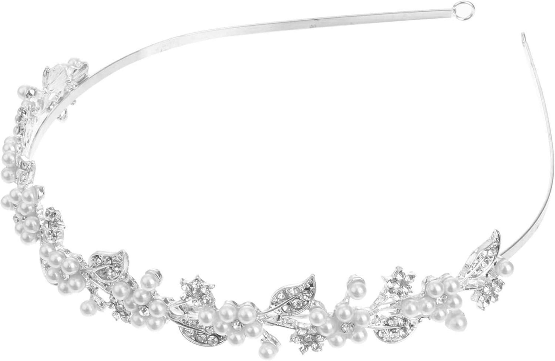 Braut Tiara Strass Perle Haarband Hochzeit Stirnband Silber