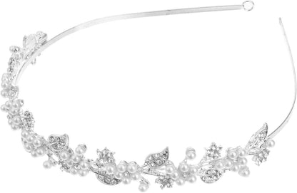 Braut Tiara Strass Perle Haarband Hochzeit Stirnband Silber