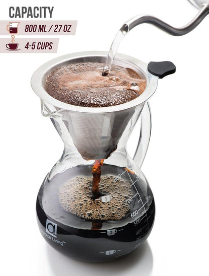SultryBrew Pour Over Kaffeebereiter Glaskaraffe