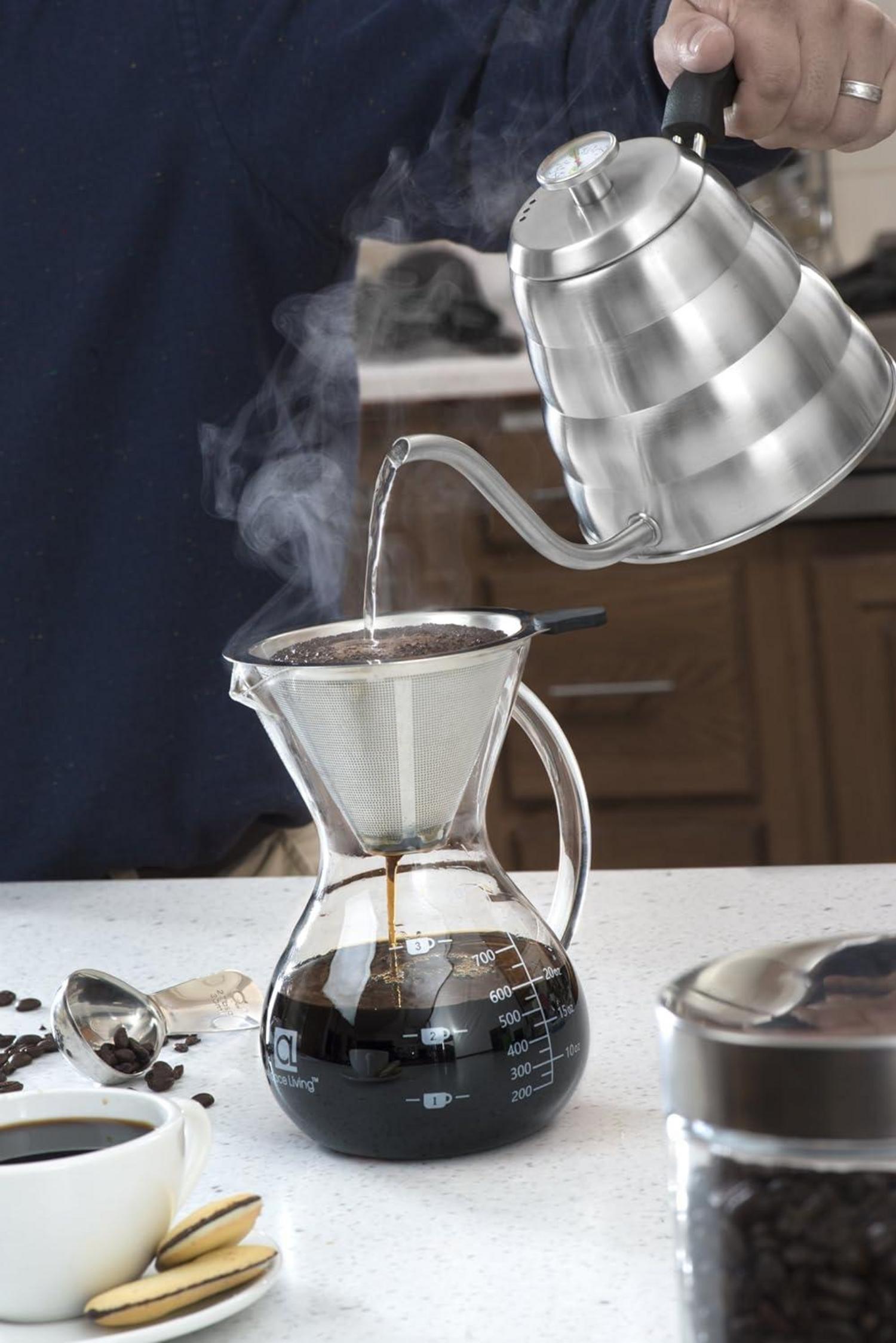 SultryBrew Pour Over Kaffeebereiter mit Glaskaraffe & Edelstahlfilter