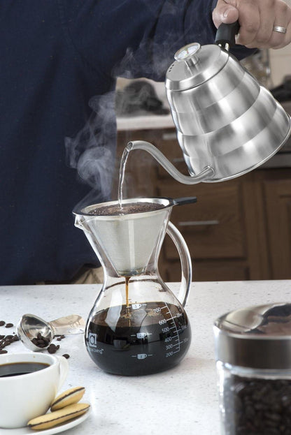 SultryBrew Pour Over Kaffeebereiter mit Glaskaraffe & Edelstahlfilter