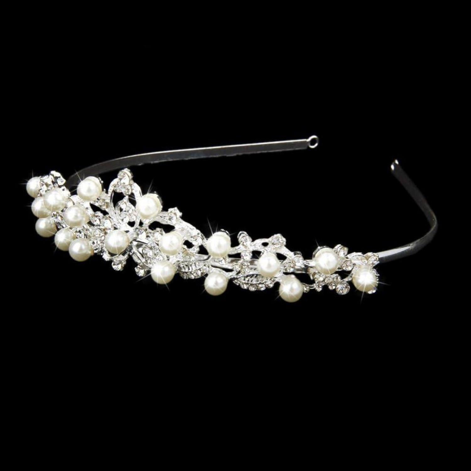Kristall Strass Diadem Braut Haarband Hochzeit Perle Stirnband