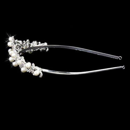 Silber Kristall Perlen Diadem Braut Haarband Hochzeit Stirnband