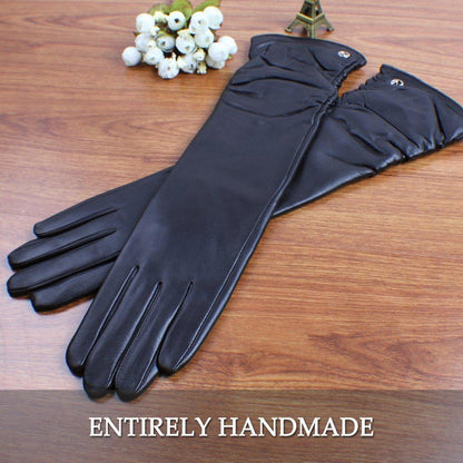 Damen Lederhandschuhe Touchscreen Dunkelbraun XXL