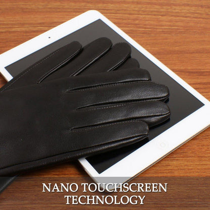 Damen Lederhandschuhe Touchscreen Dunkelbraun XXL