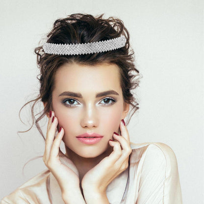 Kristall Diadem Haarband Strass Brautschmuck Hochzeit Silber