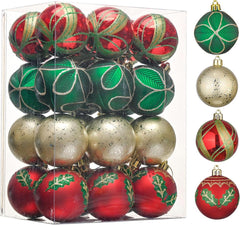 Weihnachtskugeln Kunststoff 24 Stück 6 cm Rot Gold Grün