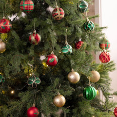Weihnachtskugeln Kunststoff 24 Stück 6 cm Rot Gold Grün
