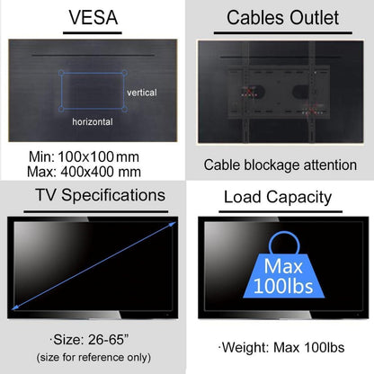 TV Deckenhalterung 26-65 Zoll höhenverstellbar Neigung Schwenkbar VESA 400x400mm