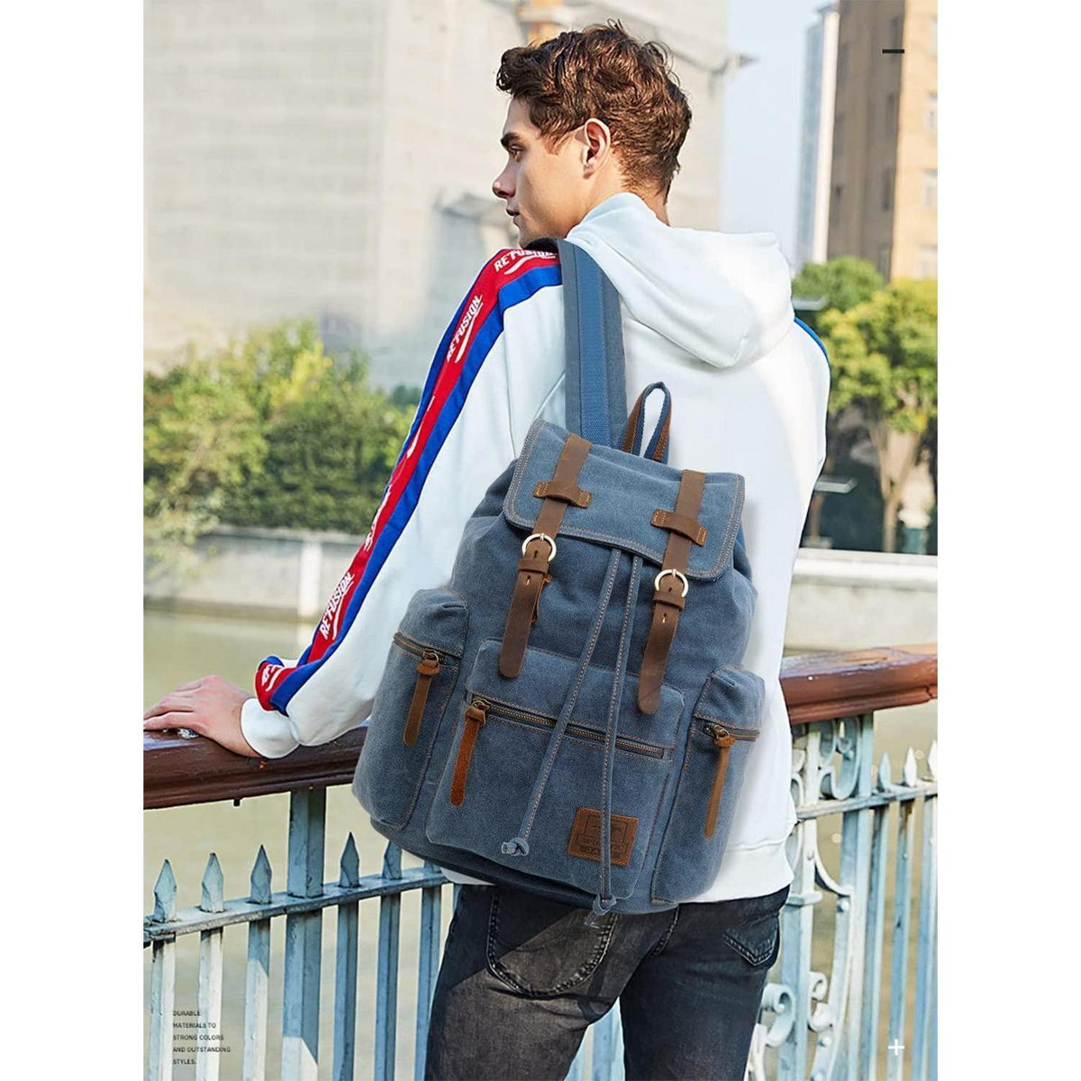 Vintage Canvas Rucksack – Daypack für Laptop, Schule & Reisen