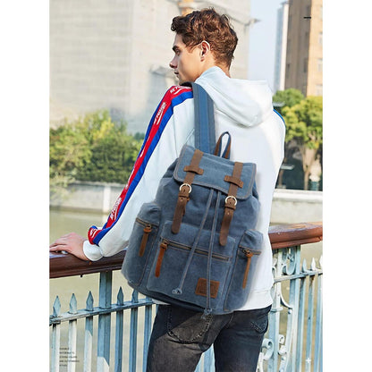 Vintage Canvas Rucksack – Daypack für Laptop, Schule & Reisen